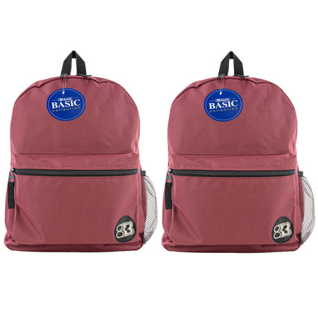 Basic Backpack 16" Burgundy, Pack of 2