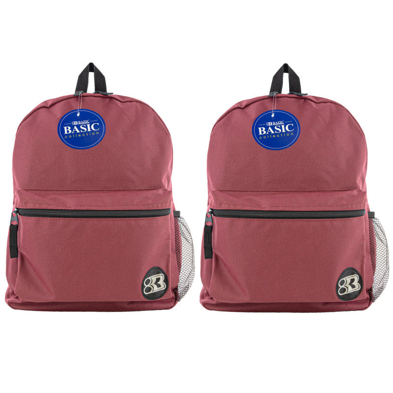 Basic Backpack 16" Burgundy, Pack of 2