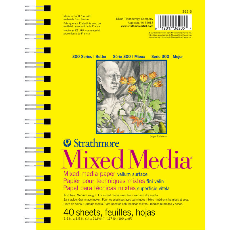 300 Series Mixed Media Pad, Side Wire Binding, 40 Sheet, 5.5x8.5 inch, 1 Count