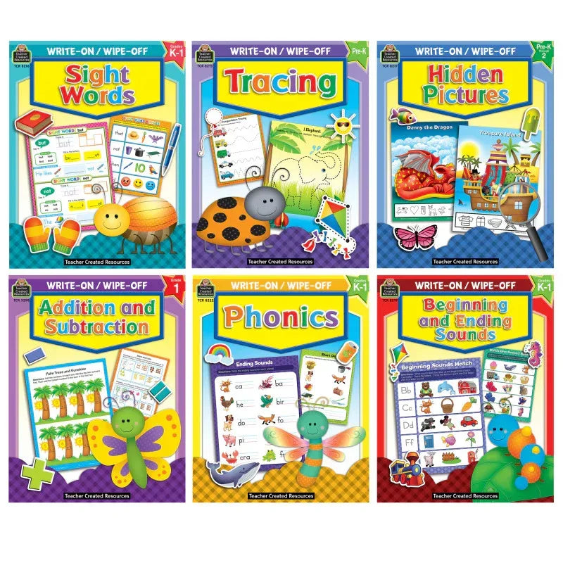 Early Learning Essentials Write & Wipe Activity Book Kit &ndash; Literacy, Math, and Fine Motor Skills