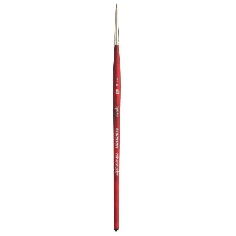 Velvetouch Spotter Brush, Synthetic Bristles, Short Handle Mixed Media Paintbrush, Scarlet, Size 5/0, 1 Count