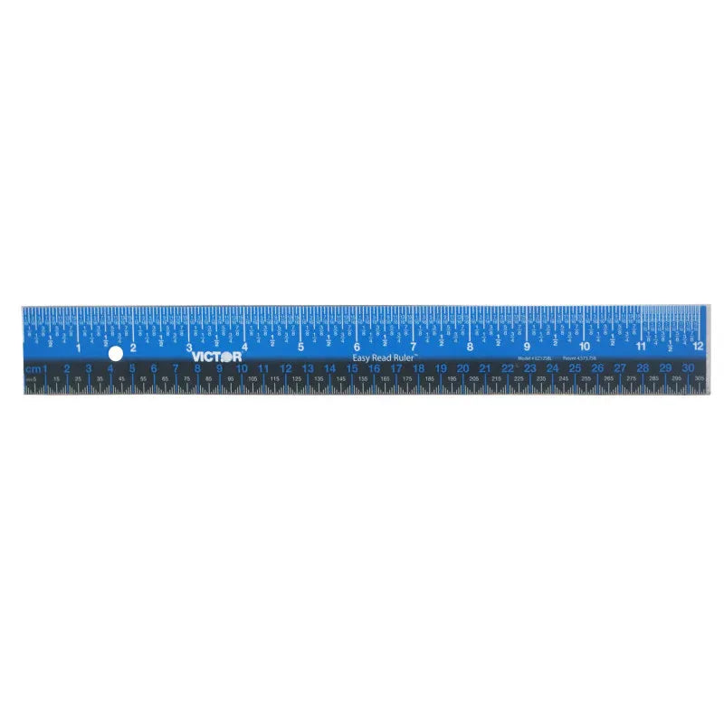 Easy Read&trade; Ruler, Stainless Steel, Blue/Black, 12"