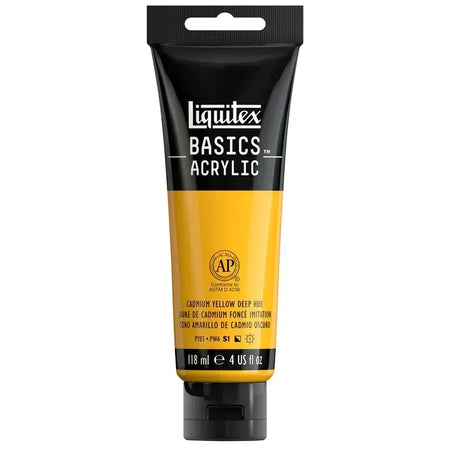 BASICS Acrylic Paint, 118 mL Tube, Cadmium Yellow Deep Hue