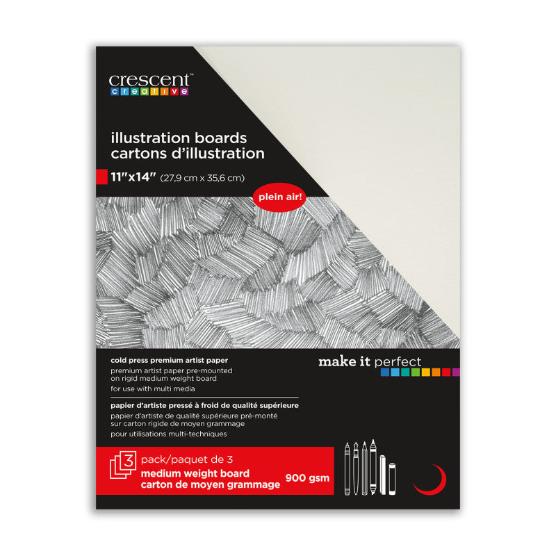 Cold Press Illustration Board, 11 x 14 in, White, 3-Pack