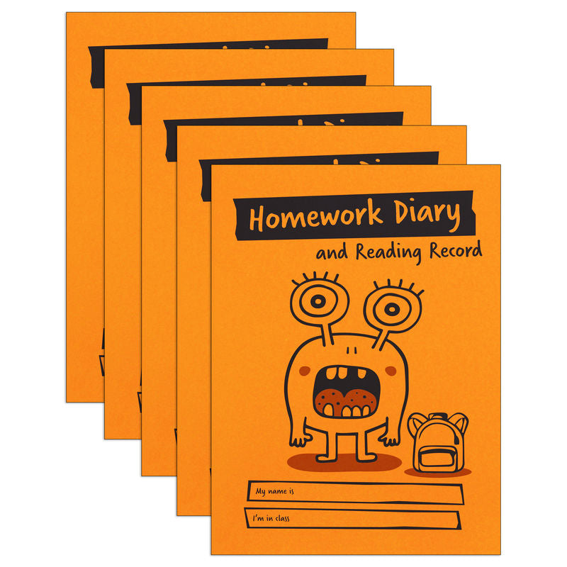 Little Monsters Homework Diary and Reading Record, A5, 32 Pages, Orange, 5-Pack