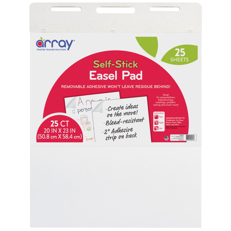 Easel Pad, Self-Adhesive, White, Self-Adhesive, 20" x 23", 25 Sheets