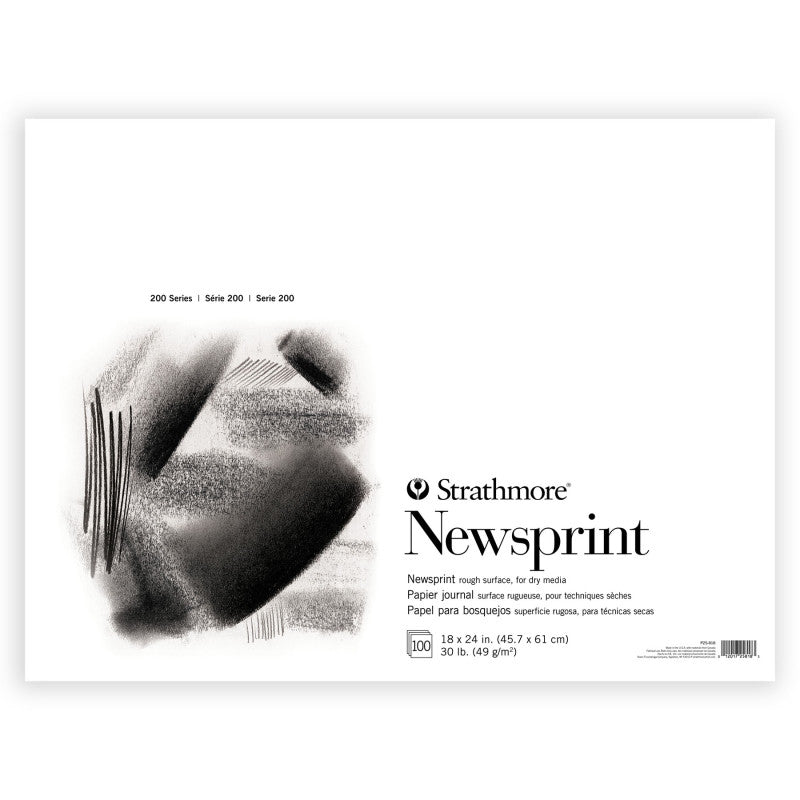 200 Series Newsprint Paper Pad, Tape Binding, 100 Sheet, 18x24 inch, 1 Count