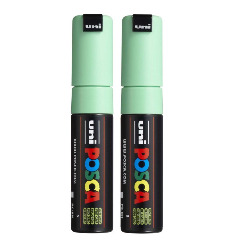 PC-8K Paint Markers, Broad Chisel Tip (8 mm), Light Green, Pack of 2