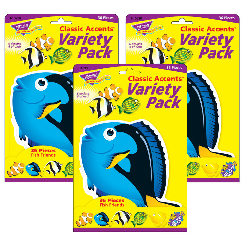 Fish Friends Classic Accents&reg; Variety Pack, 36 Per Pack, 3 Packs