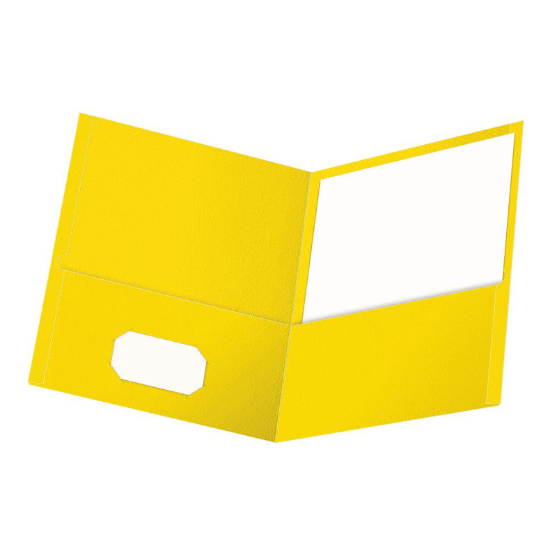 Twin Pocket Folders, Yellow, 25 Per Box