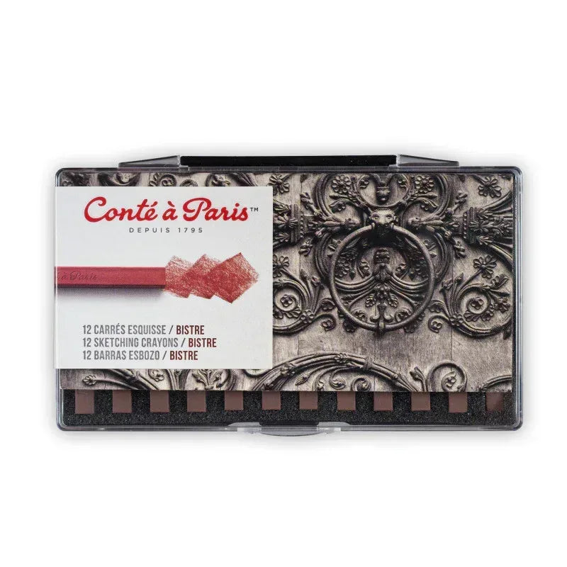 Carrés Esquisse Sketching Pastel Crayons, Bistre (2340-01), Set of 12
