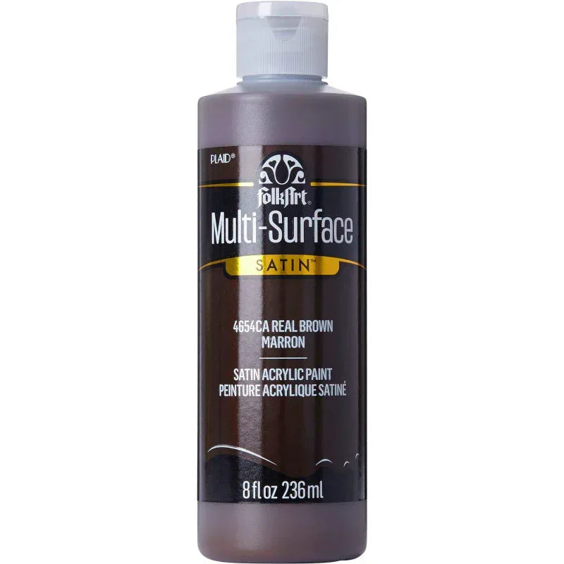 Acrylic Paint Multi-Surface Satin, 8oz., Real Brown