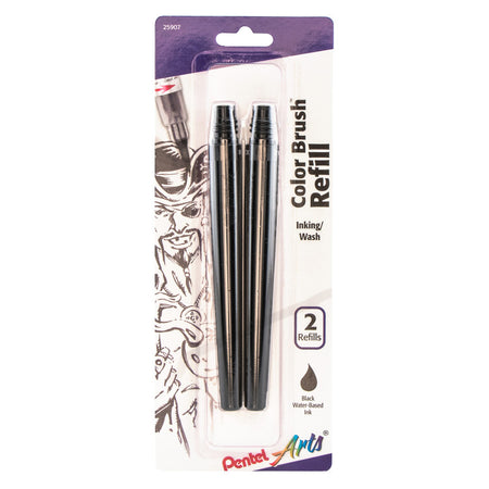 Color Brush Water-Based Ink Refills, Black Ink, 2-Pack
