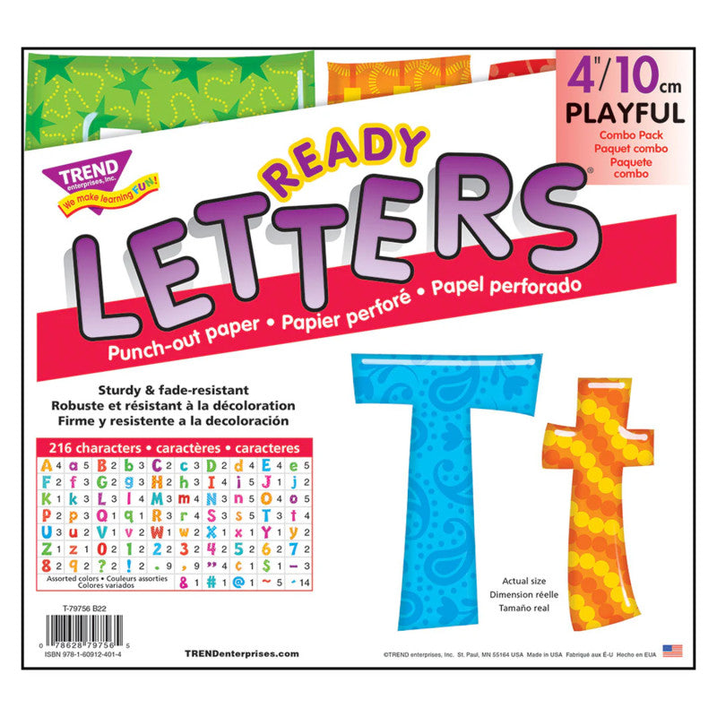 Colorful Patterns 4-Inch Playful Uppercase/Lowercase Combo Pack (EN/SP) Ready Letters&reg;