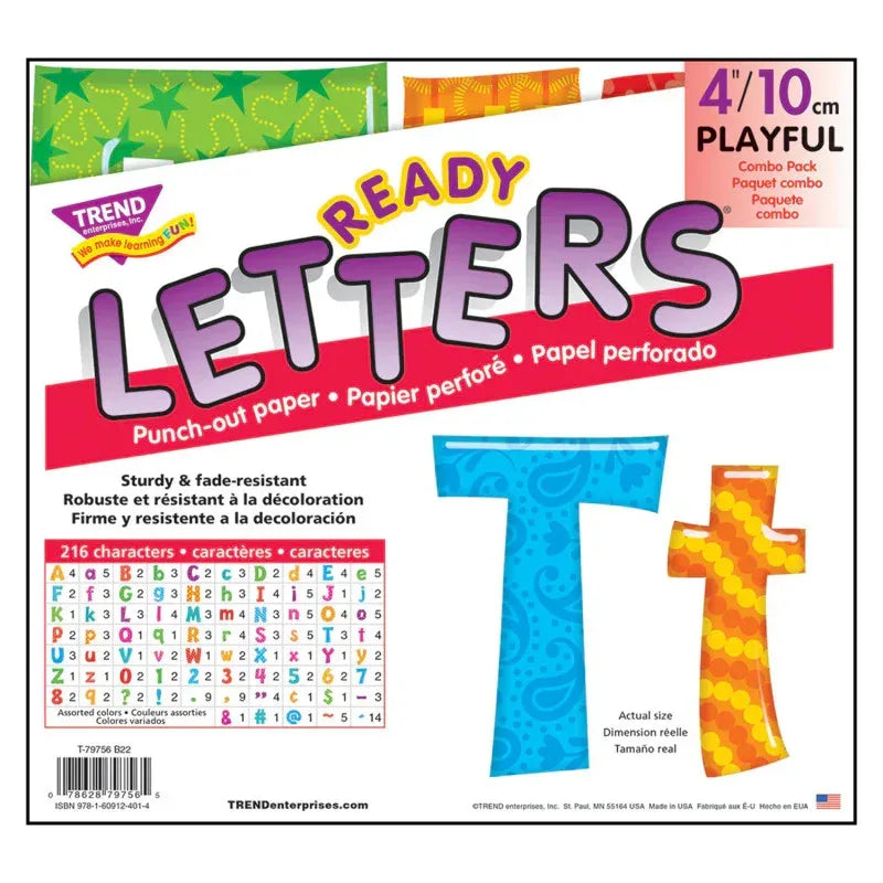 Colorful Patterns 4-Inch Playful Uppercase/Lowercase Combo Pack (EN/SP) Ready Letters&reg;