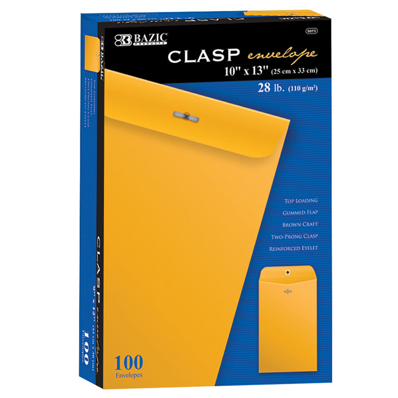 Clasp Envelope, 10" x 13", Box of 100