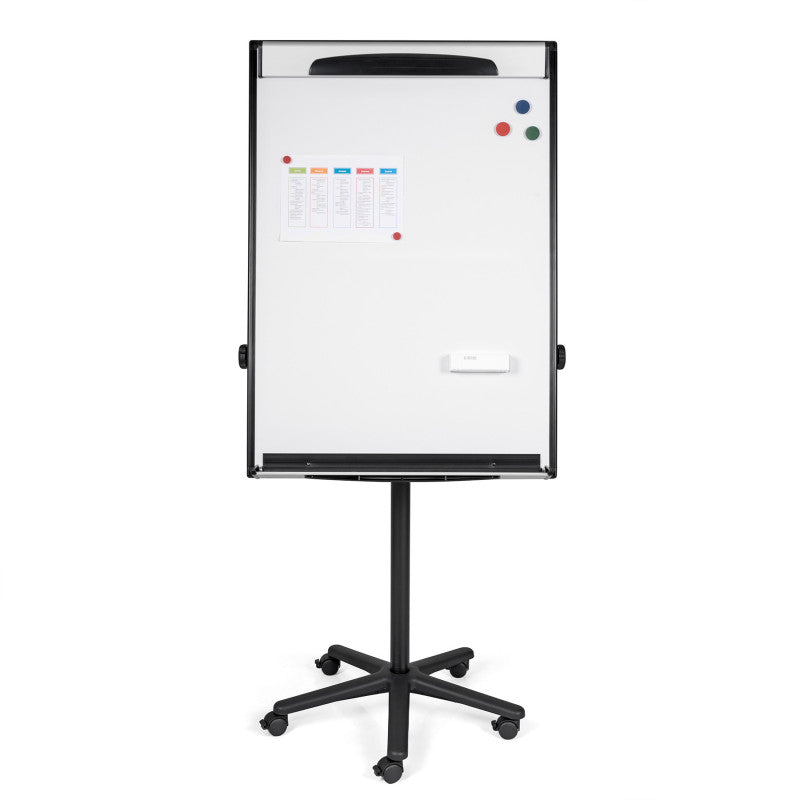 Magnetic Dry Erase Mobile Presentation Easel, Black and Silver, 29.5 x 42 Inch