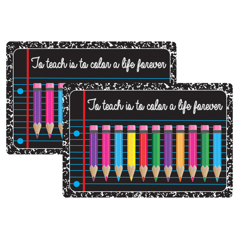 The Original Fun MatÂ® Computer Mouse Pad, 11.75x8 in, Teacher Inspiration, To Teach is to Color a Life Forever, Composition and Color Pencils Pattern, Set of 2