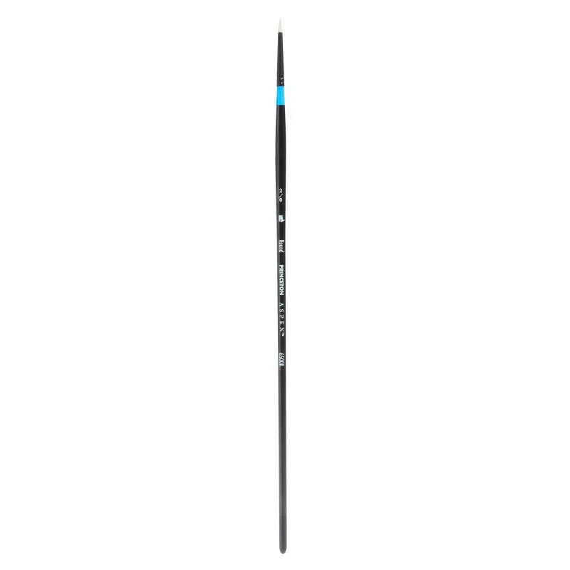 Aspen Round Brush, Synthetic Bristles, Long Handle Acrylic & Oil Paintbrush, Black, Size 2/0, 1 Count