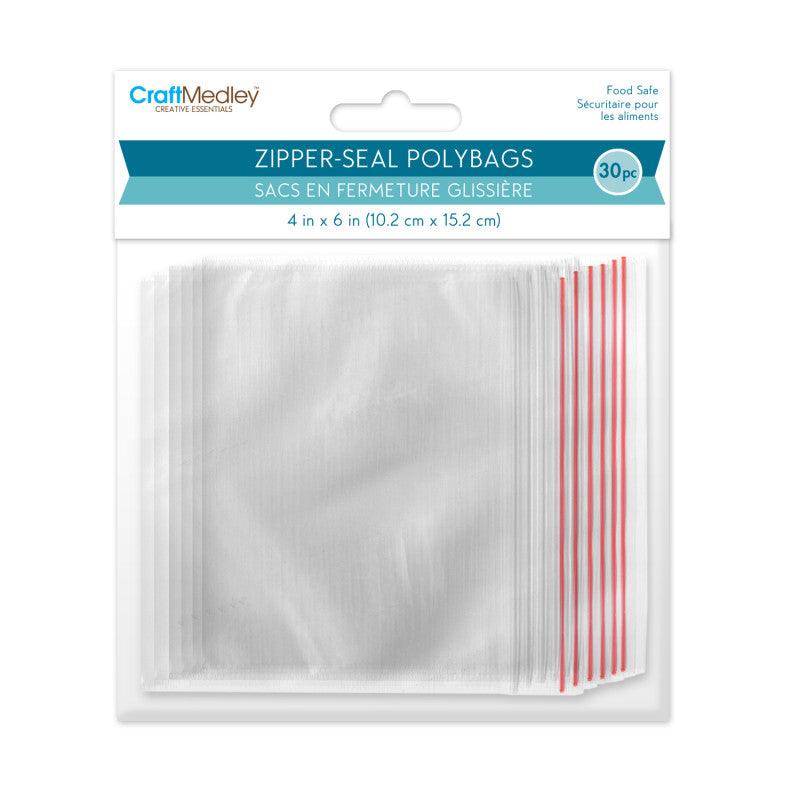 Clear Zipper-Seal Storage Bags, 4 x 6 Inches, 30 Bags