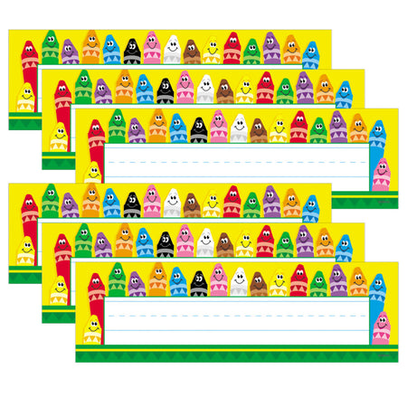 Colorful Crayons Desk Toppers&reg; Name Plates, 36 Per Pack, 6 Packs