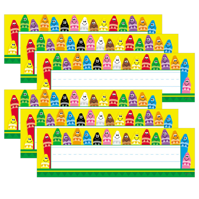 Colorful Crayons Desk Toppers&reg; Name Plates, 36 Per Pack, 6 Packs