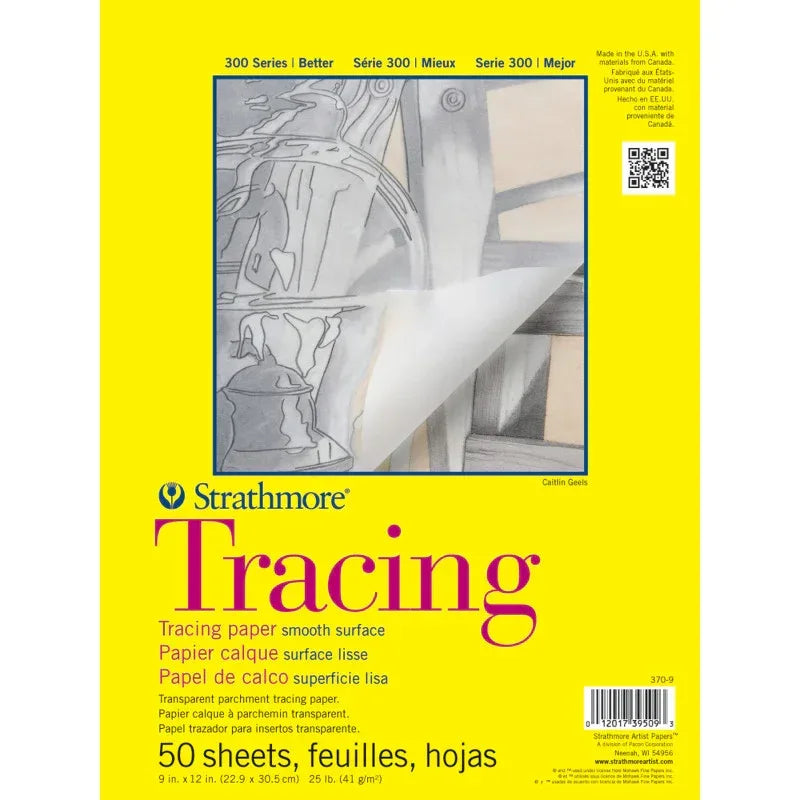 300 Series Tracing Pad, Tape Binding, 50 Sheet, 9x12 inch, 1 Count