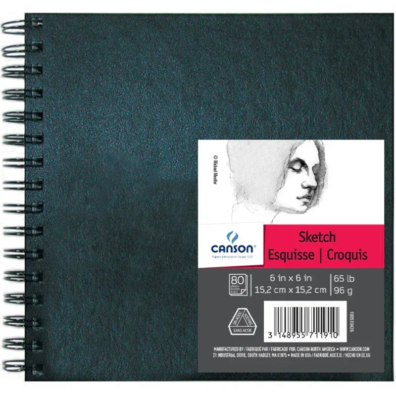 Artist Series Sketch Art Book, Black Cover, Wire Binding, 80 Sheet, 6X6 inch, 1 Count