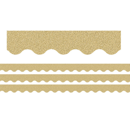 Gold Glitz Scalloped Border Trim, 35 Feet Per Pack, 3 Packs