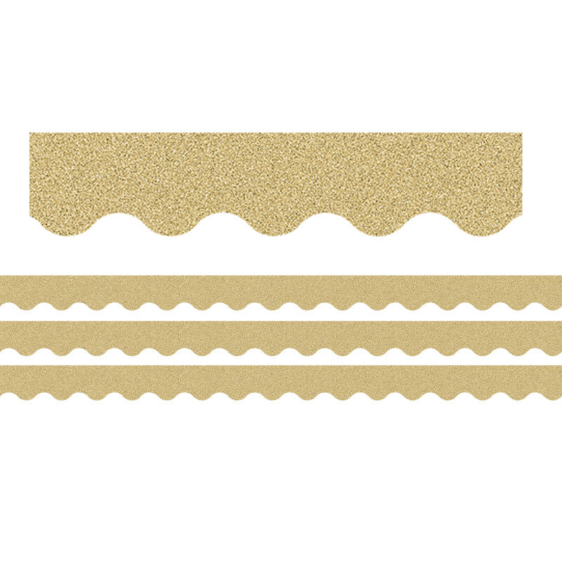 Gold Glitz Scalloped Border Trim, 35 Feet Per Pack, 3 Packs