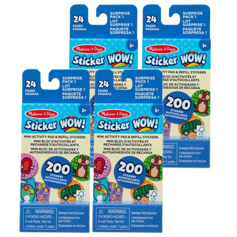Sticker WOW! Mini Activity Pad with Refill Stickers - Surprise Pack 1, 4 Sets