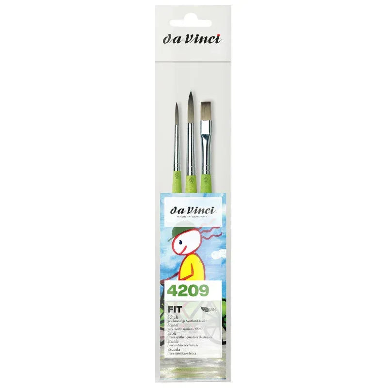 FIT Synthetics Student & Hobby Brushes, Synthetic, Acrylic & Tempera, Assorted, 3 Brush Set