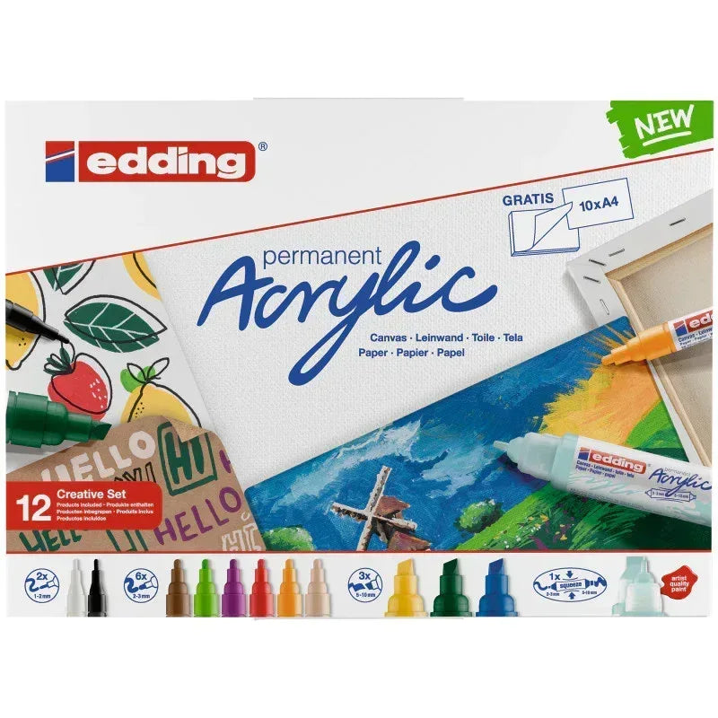 Acrylic Paint Markers, Creative Colors, Set of 12