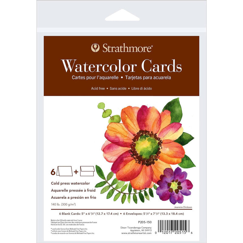 400 Series Watercolor Cards & Envelopes, Full Size, 5x6.875 inch, 6 Pack