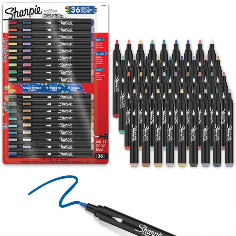 Creative Acrylic Markers, Bullet Tip, Ultimate Assorted Colors, 36 Count