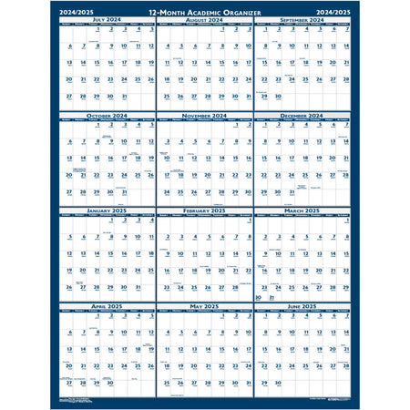 Laminated Wipe Off Wall Academic Calendar, Reversible, 18" x 24"
