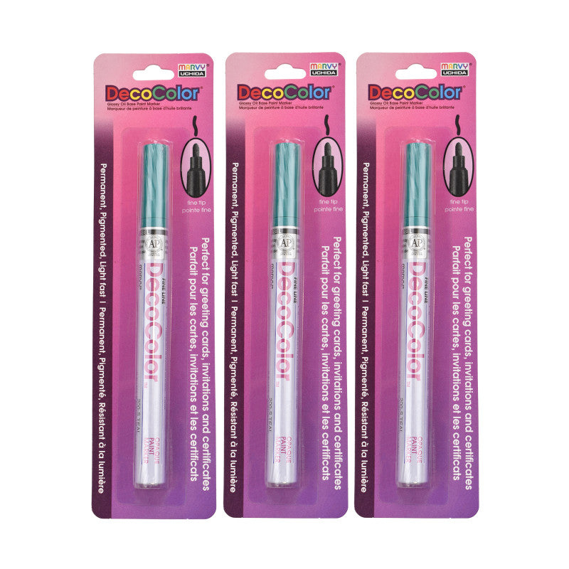DecoColorÂ® Paint Marker, Fine Tip, 200-S, Teal #73, Set of 3