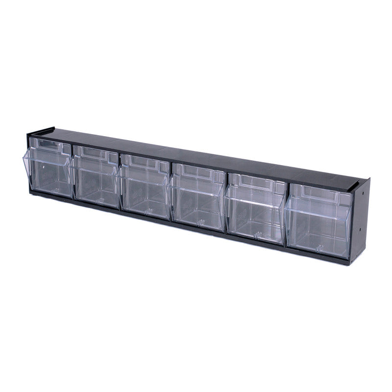 Tilt BinÂ® Interlocking Storage Bins, 6-Bin Unit, Black