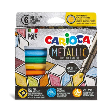 Metallic Maxi Tip Markers Felt Tip Pens - 6 Pieces