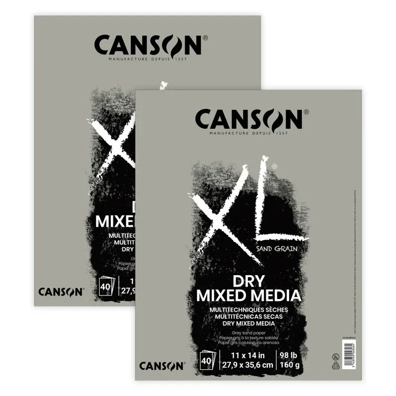 XL Series Mixed Media Pad, Toned Gray, Foldover Binding, 10 Sheet, 11x14 inch, Pack of 2