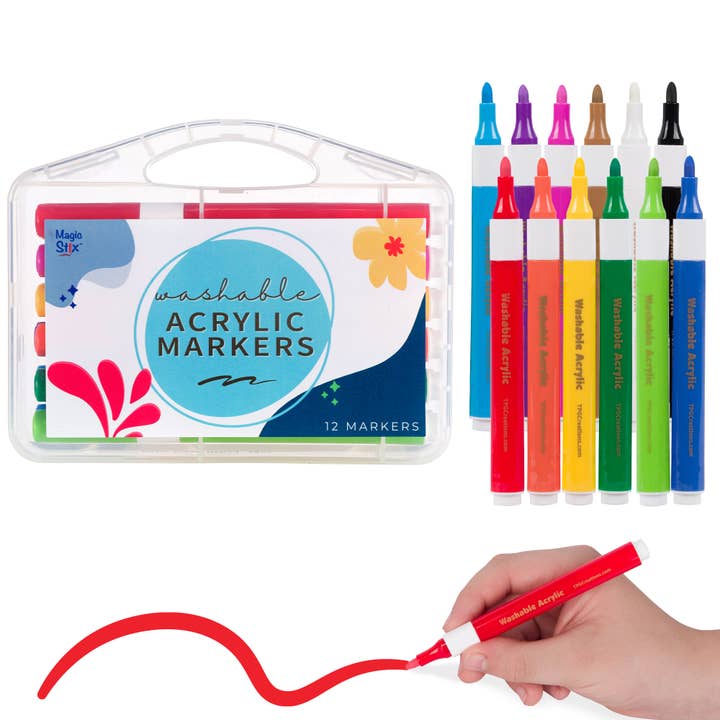 Magic Stix TPG496 Magic Stix Washable Acrylic Markers (12/Pack)