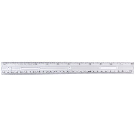 Plastic Ruler with Pencil Groove, 12-Inch, Clear