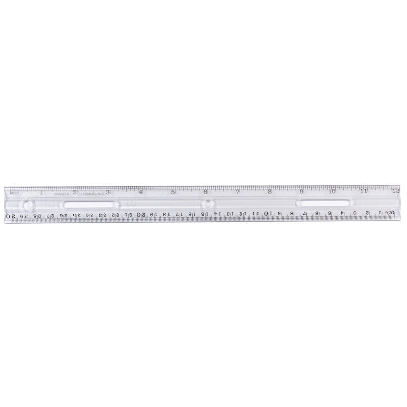 Plastic Ruler with Pencil Groove, 12-Inch, Clear