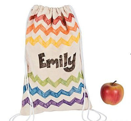 Natural Canvas Drawstring Backpacks to Decorate, Medium - 12/Pack