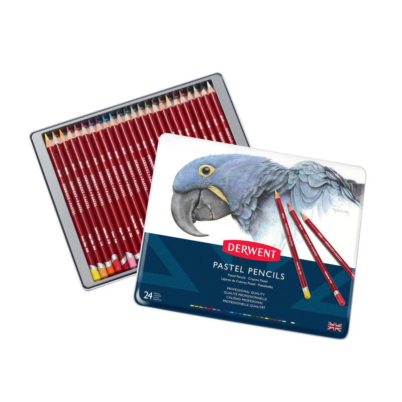 Soft Pastel Colored Pencils, 24-Count Metal Tin