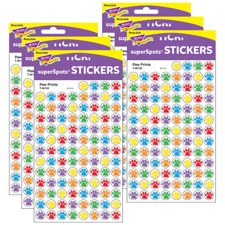 Paw Prints superSpots&reg; Stickers, 800 Per Pack, 6 Packs