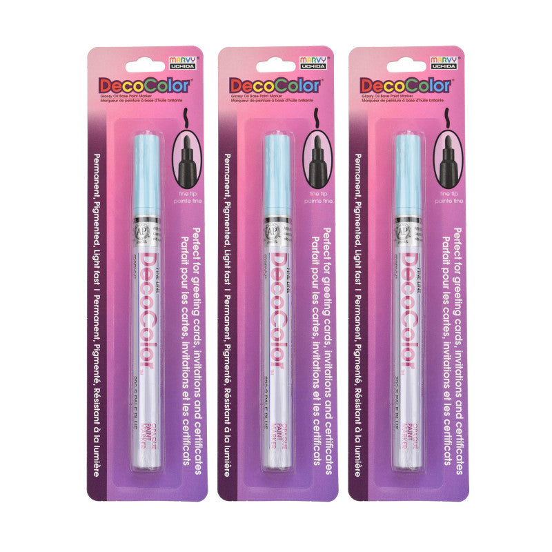 DecoColorÂ® Paint Marker, Fine Tip, 200-S, Pale Blue #53, Set of 3