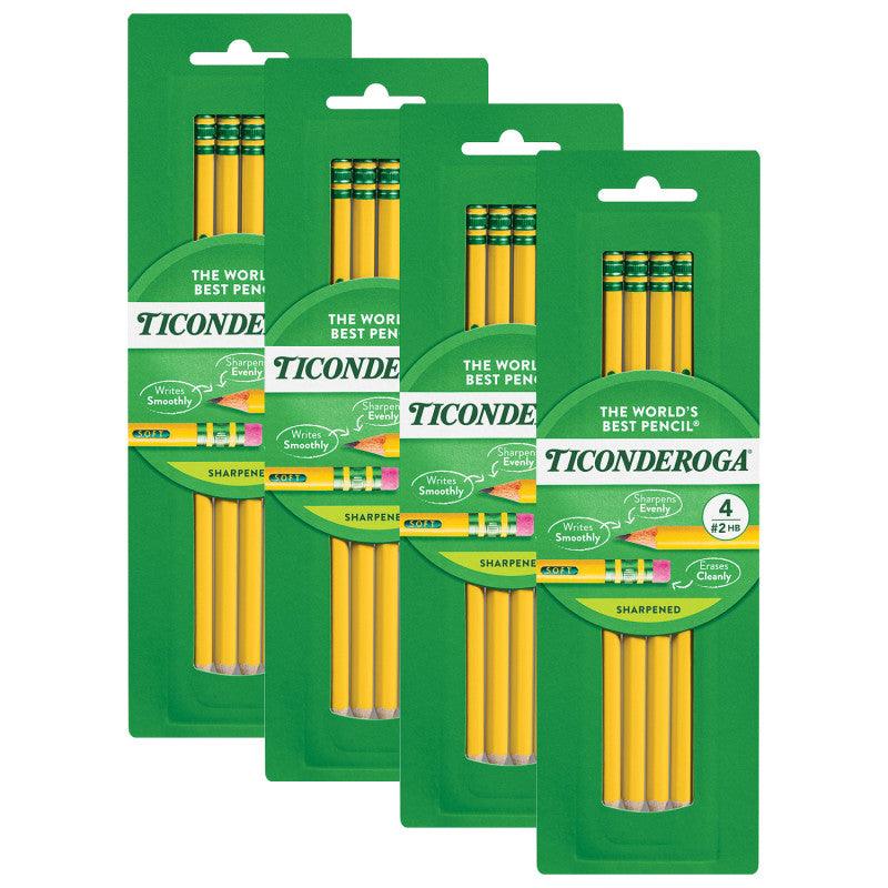 Wooden HB Pencils, Sharpened, 4 Count, Pack of 4