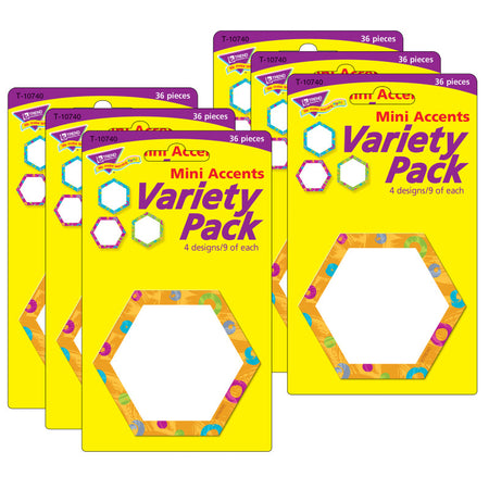 Color Harmony&trade; Hexa-swirls Mini Accents Variety Pack, 36 Per Pack, 6 Packs