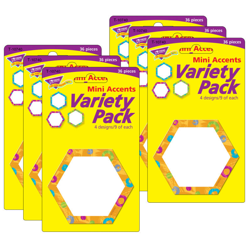 Color Harmony&trade; Hexa-swirls Mini Accents Variety Pack, 36 Per Pack, 6 Packs